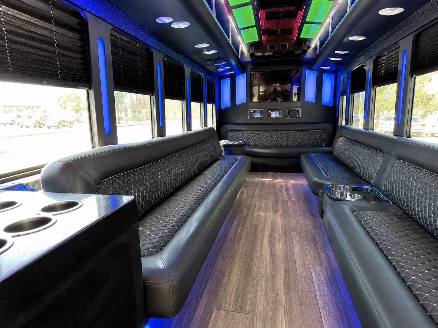 ankeny 15 passenger party bus inside