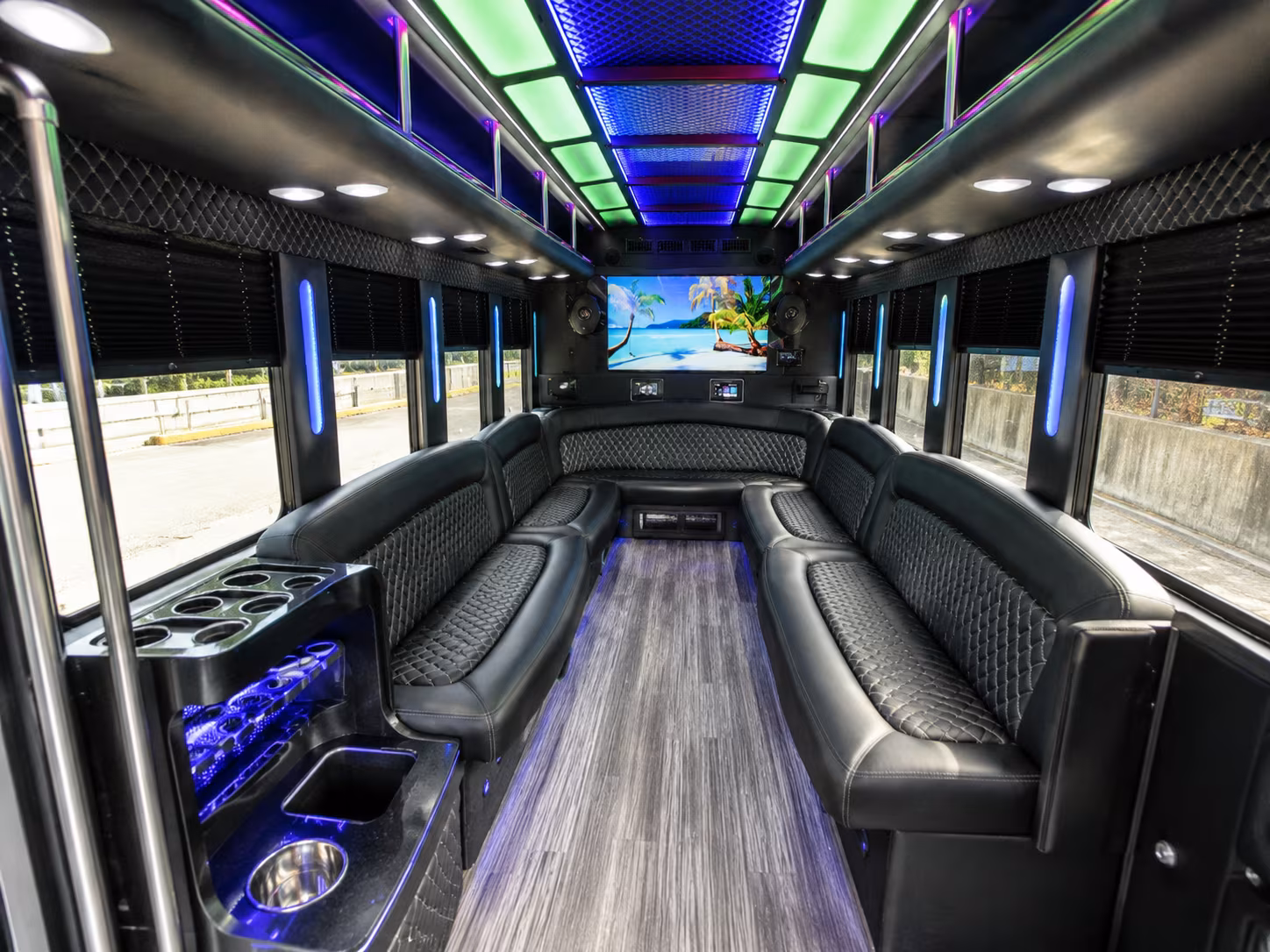 ankeny 18 passenger party bus inside