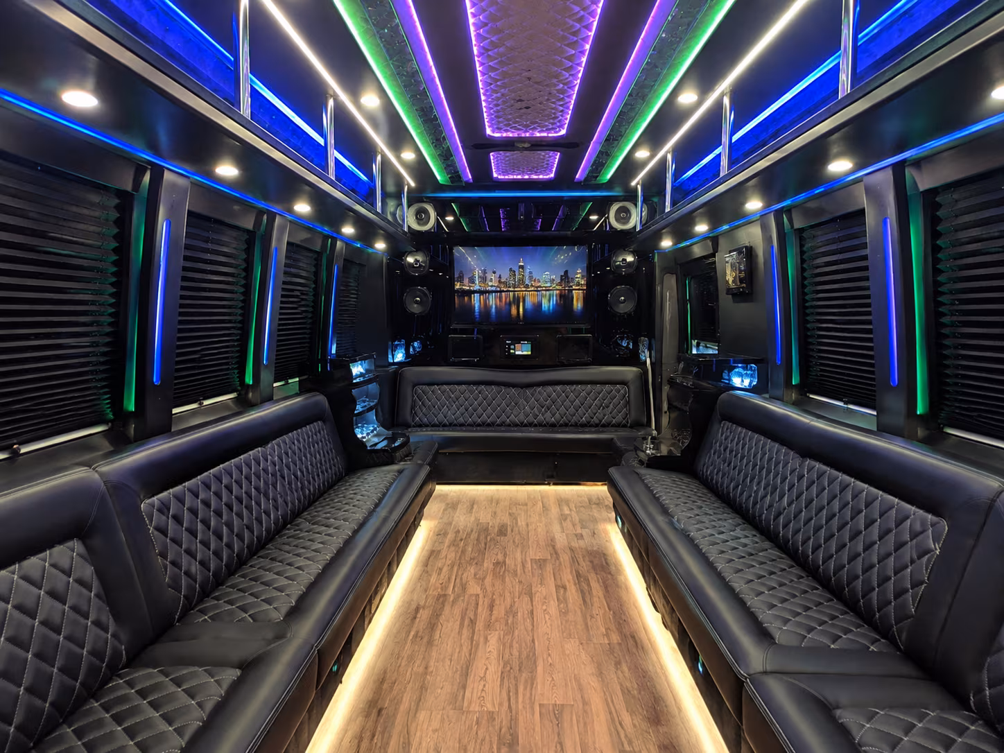 ankeny 25 passenger party bus interior