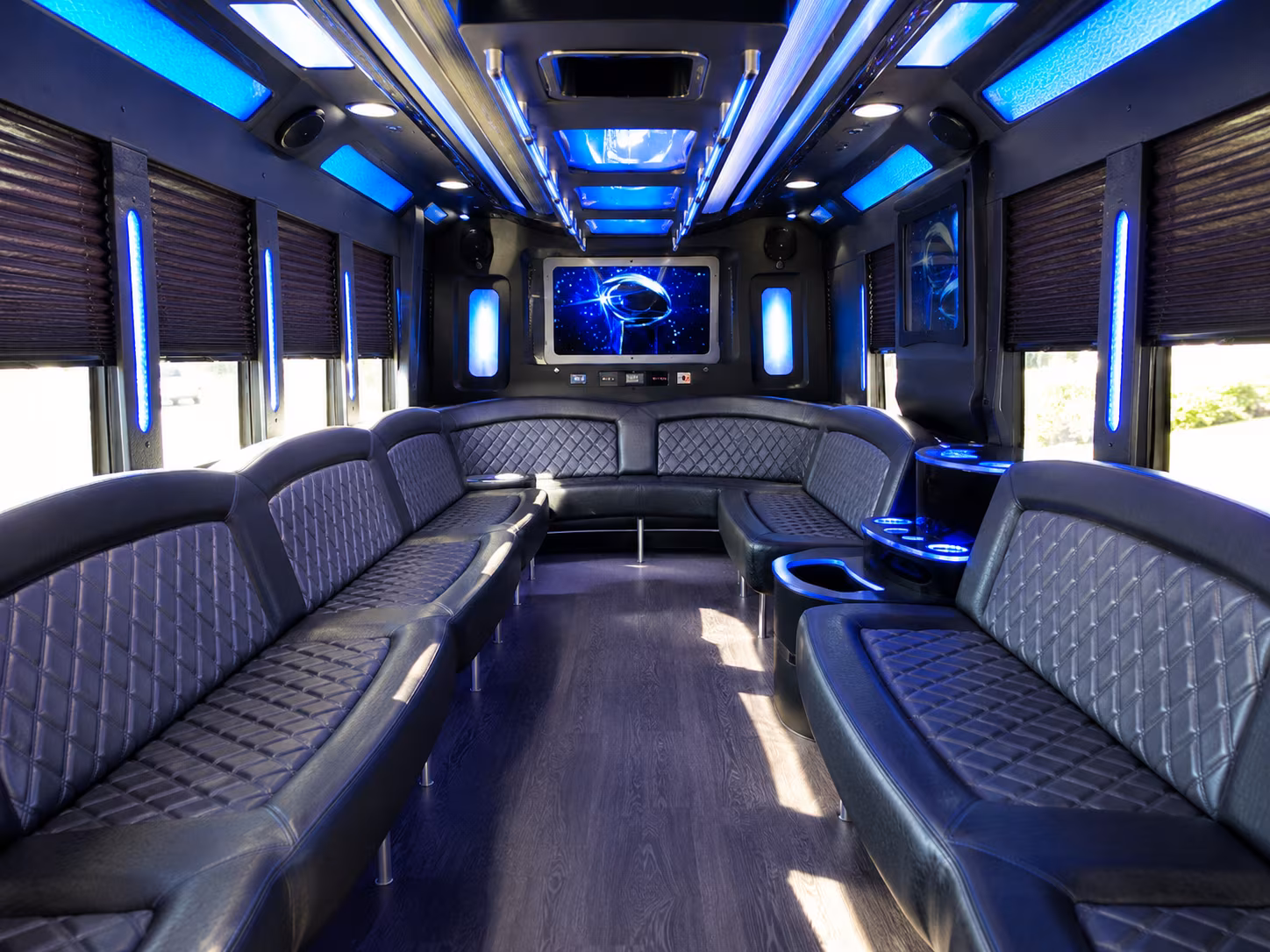 ankeny 28 passenger party bus inside