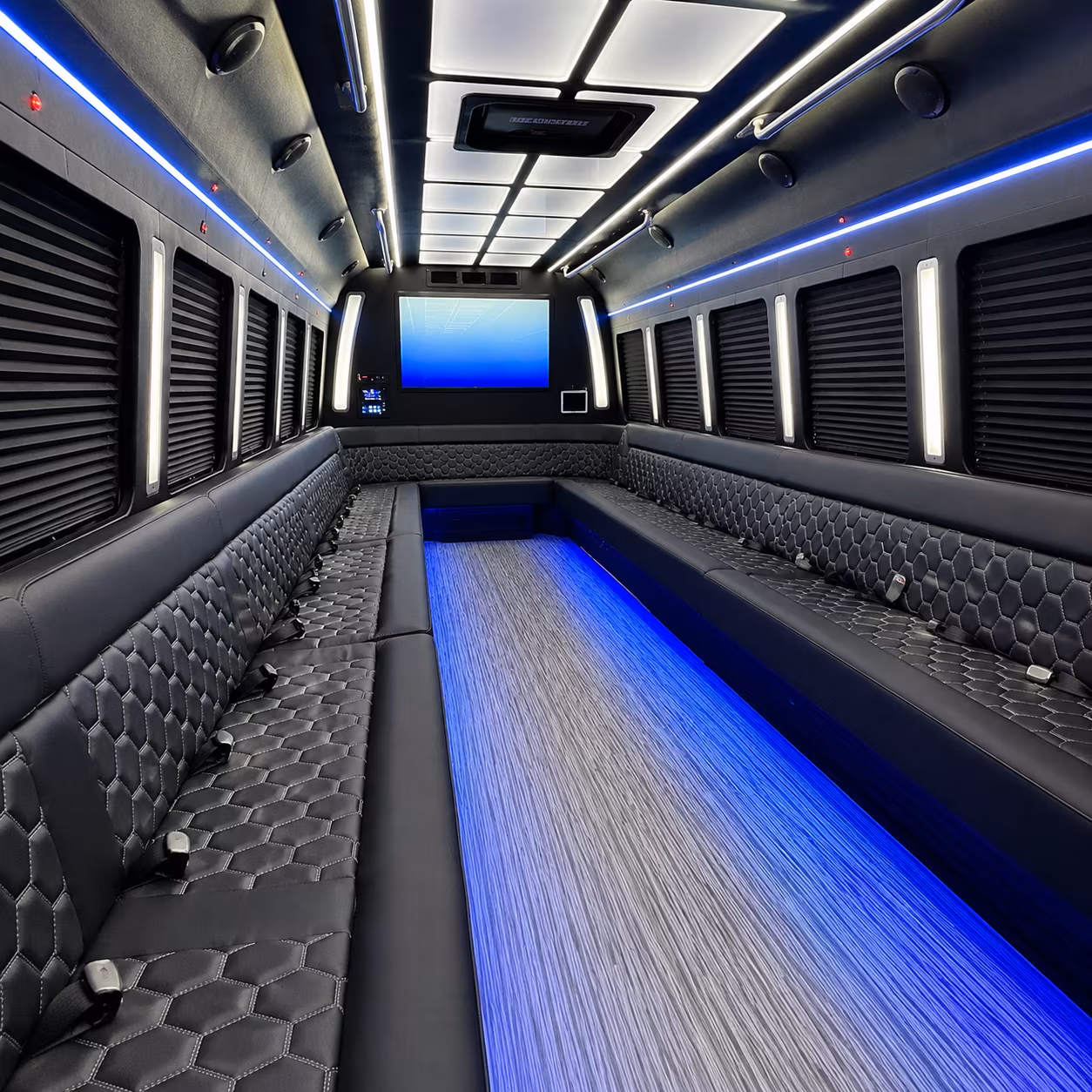 ankeny 50 passenger party bus inside